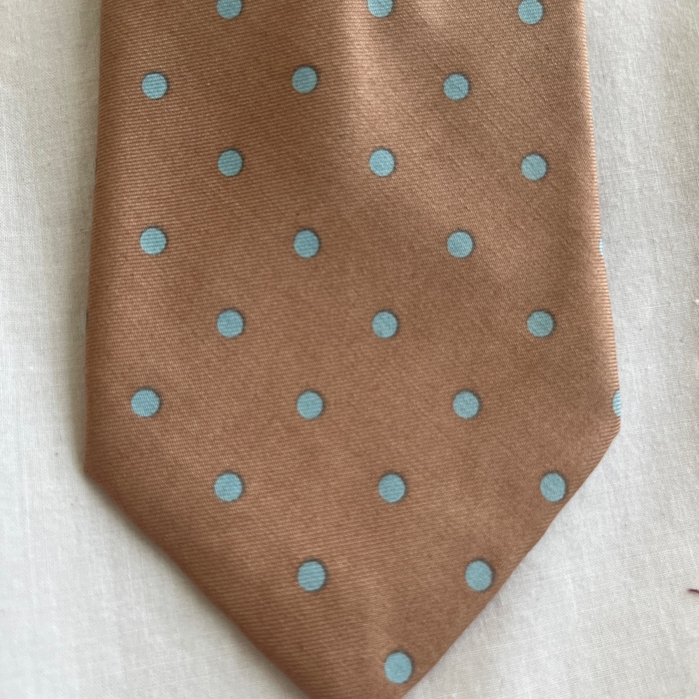 Alan Flusser Brown and Blue Polka Dot Tie